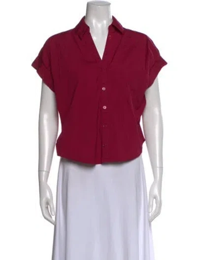 Pre-owned Veronica Beard V-neck Short Sleeve Button-up Top In Purple
