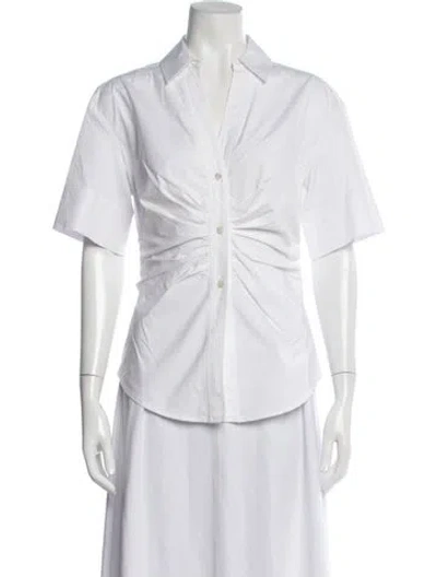 Pre-owned Veronica Beard V-neck Short Sleeve Button-up Top W/ Tags In White
