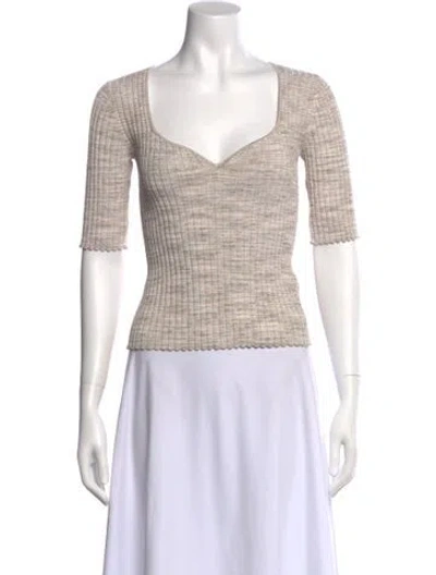 Pre-owned Veronica Beard V-neck Short Sleeve Crop Top In Neutral