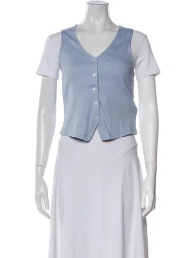 Pre-owned Veronica Beard V-neck Short Sleeve Crop Top W/ Tags In White