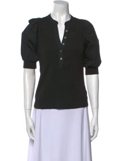 Pre-owned Veronica Beard V-neck Short Sleeve Polo In Black