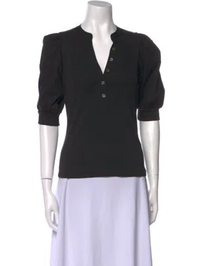 Pre-owned Veronica Beard V-neck Short Sleeve Polo In Black