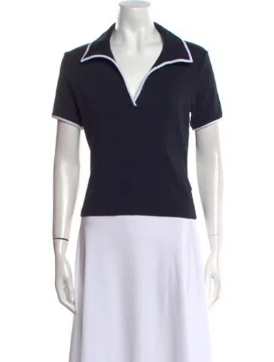 Pre-owned Veronica Beard V-neck Short Sleeve Polo In Black