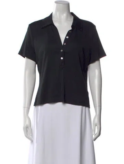 Pre-owned Veronica Beard V-neck Short Sleeve Polo In Black