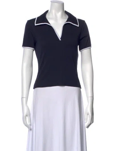 Pre-owned Veronica Beard V-neck Short Sleeve Polo In Black