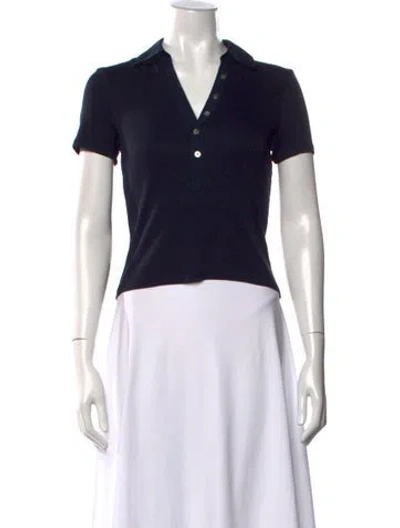 Pre-owned Veronica Beard V-neck Short Sleeve Polo In Black