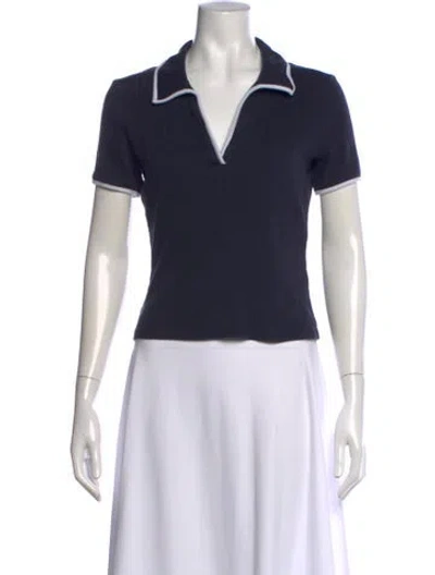 Pre-owned Veronica Beard V-neck Short Sleeve Polo In Black