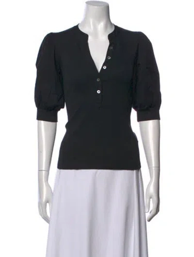 Pre-owned Veronica Beard V-neck Short Sleeve Polo In Black