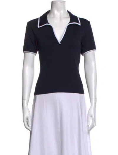 Pre-owned Veronica Beard V-neck Short Sleeve Polo In Black