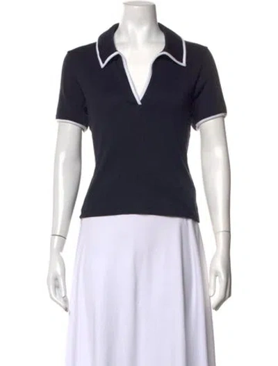 Pre-owned Veronica Beard V-neck Short Sleeve Polo In Black
