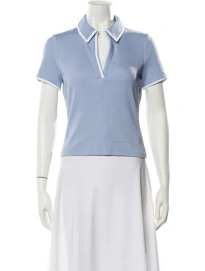 Pre-owned Veronica Beard V-neck Short Sleeve Polo In Blue