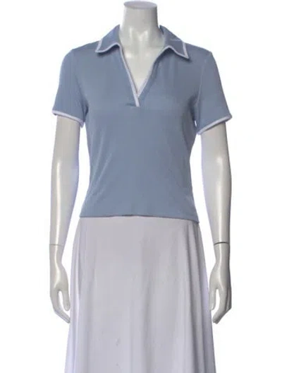 Pre-owned Veronica Beard V-neck Short Sleeve Polo In Blue