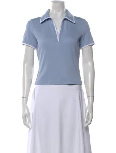 Pre-owned Veronica Beard V-neck Short Sleeve Polo In Blue