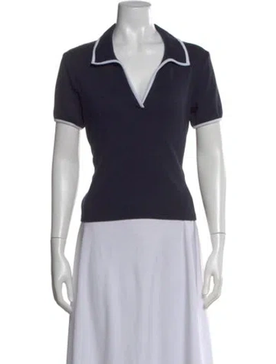 Pre-owned Veronica Beard V-neck Short Sleeve Polo In Blue