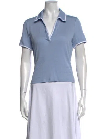 Pre-owned Veronica Beard V-neck Short Sleeve Polo In Blue