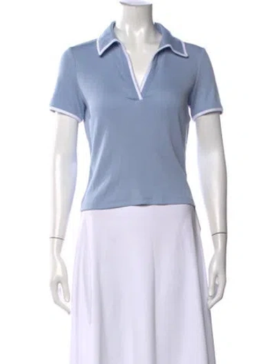 Pre-owned Veronica Beard V-neck Short Sleeve Polo In Blue