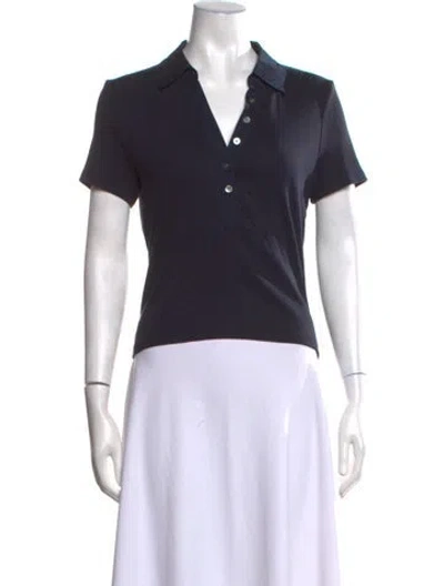Pre-owned Veronica Beard V-neck Short Sleeve Polo In Blue