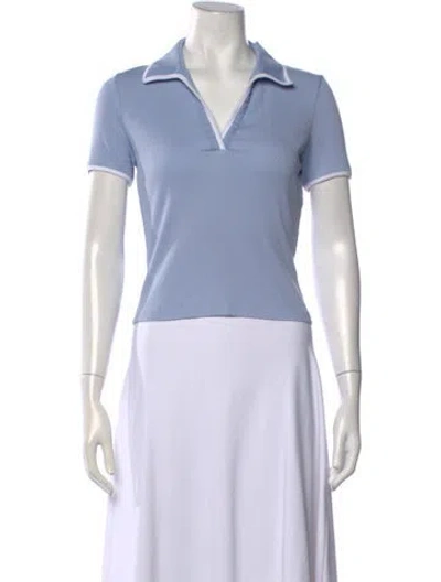 Pre-owned Veronica Beard V-neck Short Sleeve Polo In Blue