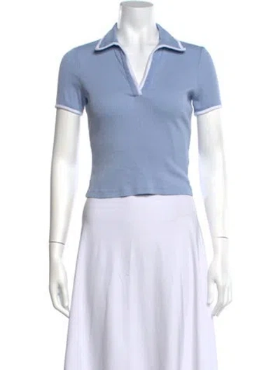 Pre-owned Veronica Beard V-neck Short Sleeve Polo In Blue