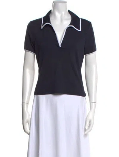 Pre-owned Veronica Beard V-neck Short Sleeve Polo In Blue