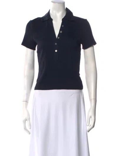 Pre-owned Veronica Beard V-neck Short Sleeve Polo In Blue