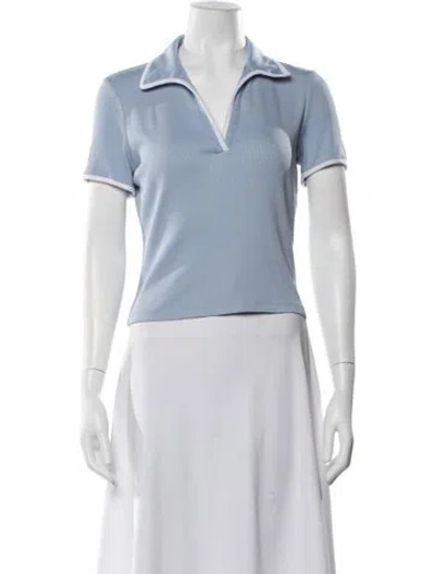 Pre-owned Veronica Beard V-neck Short Sleeve Polo In Blue