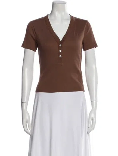 Pre-owned Veronica Beard V-neck Short Sleeve Polo In Brown