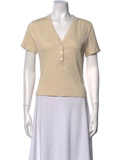Pre-owned Veronica Beard V-neck Short Sleeve Polo In Neutrals