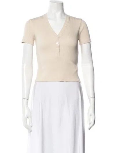 Pre-owned Veronica Beard V-neck Short Sleeve Polo In Neutrals