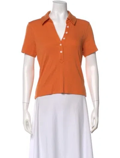 Pre-owned Veronica Beard V-neck Short Sleeve Polo In Orange