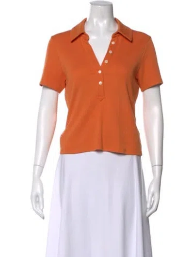 Pre-owned Veronica Beard V-neck Short Sleeve Polo In Orange