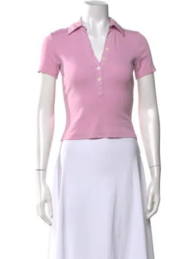 Pre-owned Veronica Beard V-neck Short Sleeve Polo In Pink