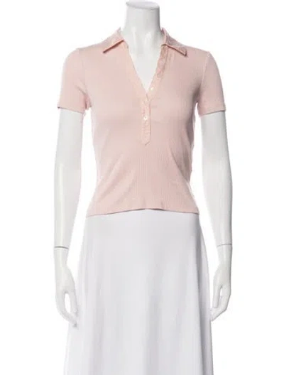 Pre-owned Veronica Beard V-neck Short Sleeve Polo In Pink