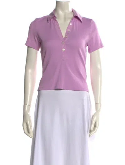 Pre-owned Veronica Beard V-neck Short Sleeve Polo In Purple
