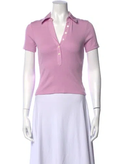 Pre-owned Veronica Beard V-neck Short Sleeve Polo In Purple