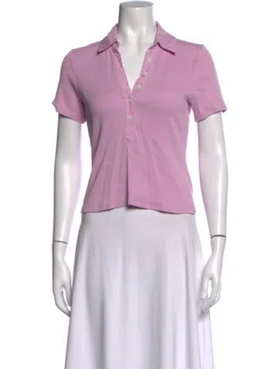 Pre-owned Veronica Beard V-neck Short Sleeve Polo In Purple