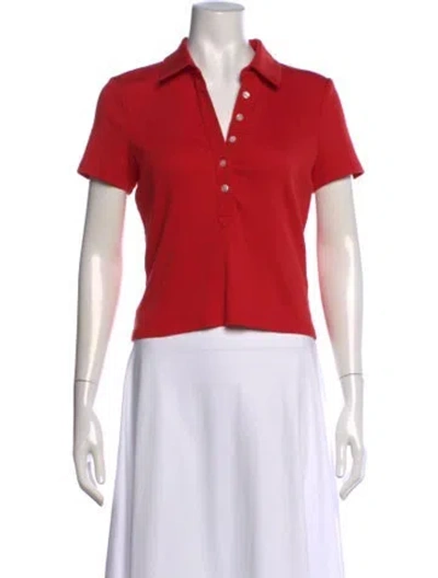 Pre-owned Veronica Beard V-neck Short Sleeve Polo In Red