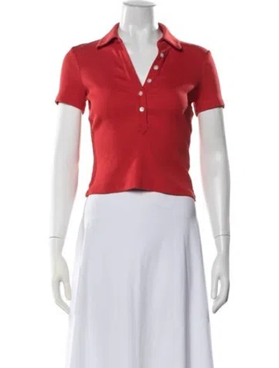 Pre-owned Veronica Beard V-neck Short Sleeve Polo In Red