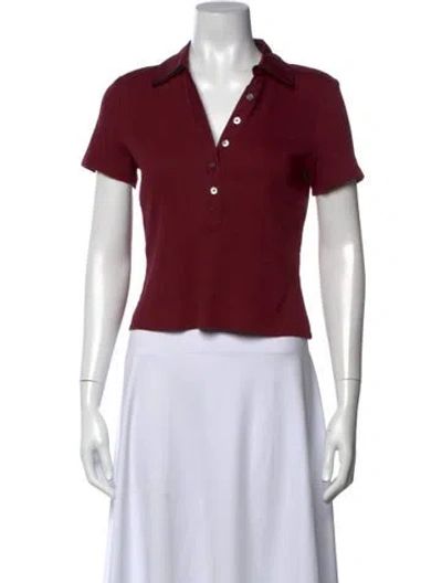 Pre-owned Veronica Beard V-neck Short Sleeve Polo In Red