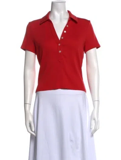 Pre-owned Veronica Beard V-neck Short Sleeve Polo In Red