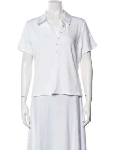 Pre-owned Veronica Beard V-neck Short Sleeve Polo W/ Tags In Blue/white