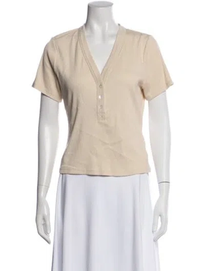 Pre-owned Veronica Beard V-neck Short Sleeve Polo W/ Tags In Neutral