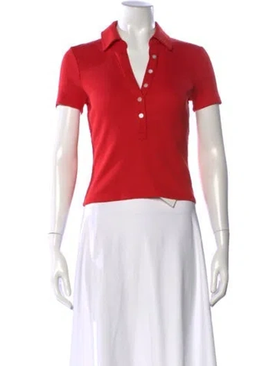 Pre-owned Veronica Beard V-neck Short Sleeve Polo W/ Tags In Red