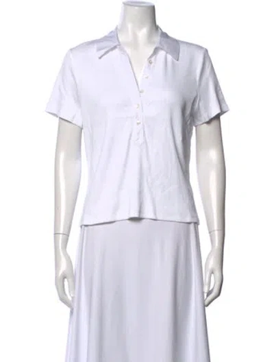 Pre-owned Veronica Beard V-neck Short Sleeve Polo W/ Tags In White