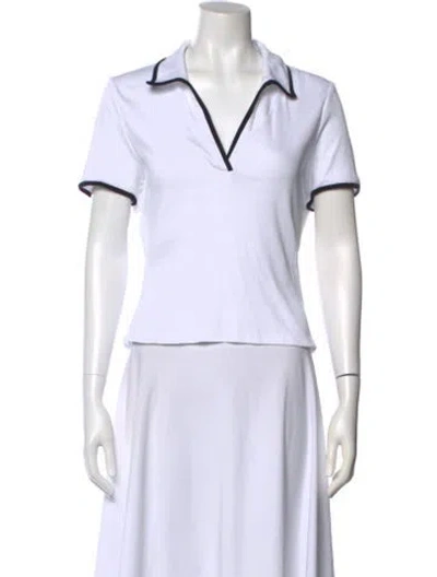 Pre-owned Veronica Beard V-neck Short Sleeve Polo In White