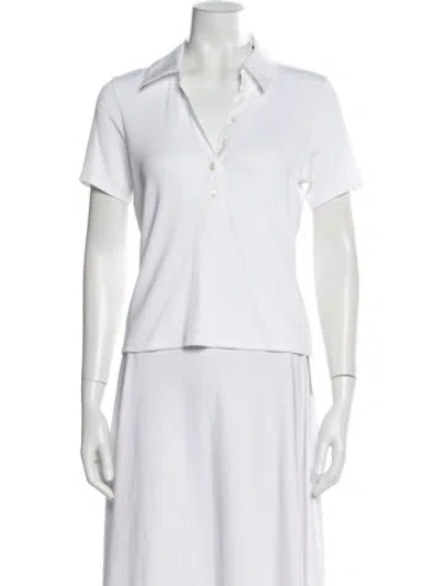 Pre-owned Veronica Beard V-neck Short Sleeve Polo In White