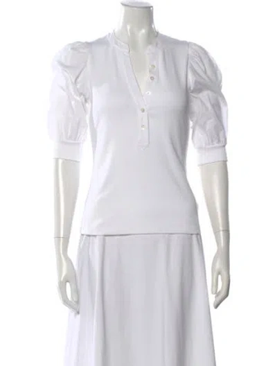 Pre-owned Veronica Beard V-neck Short Sleeve Polo In White