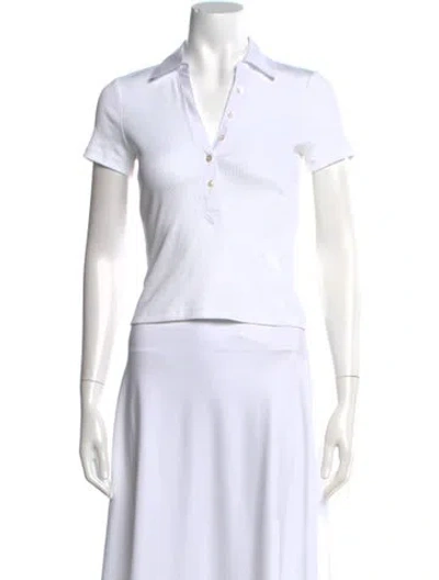 Pre-owned Veronica Beard V-neck Short Sleeve Polo In White