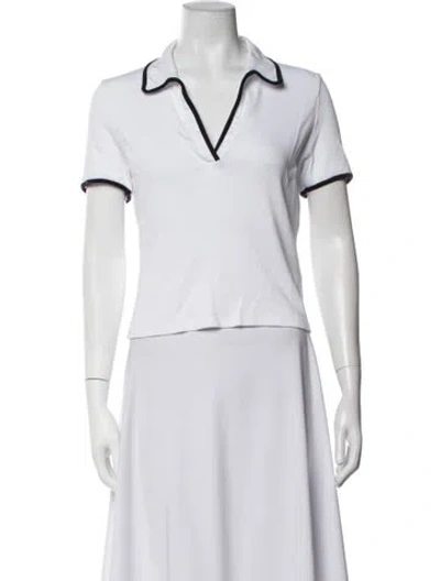 Pre-owned Veronica Beard V-neck Short Sleeve Polo In White