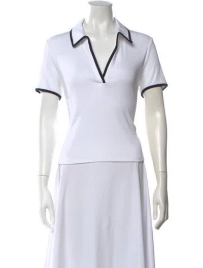 Pre-owned Veronica Beard V-neck Short Sleeve Polo In White